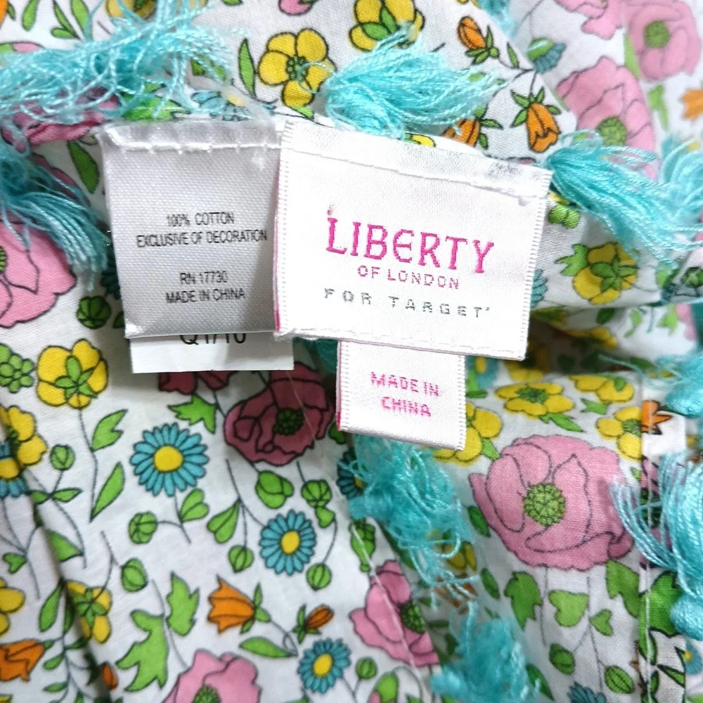 Liberty Of London For Target Women Shawl Wrap Pink Yellow Cotton Fringe Floral